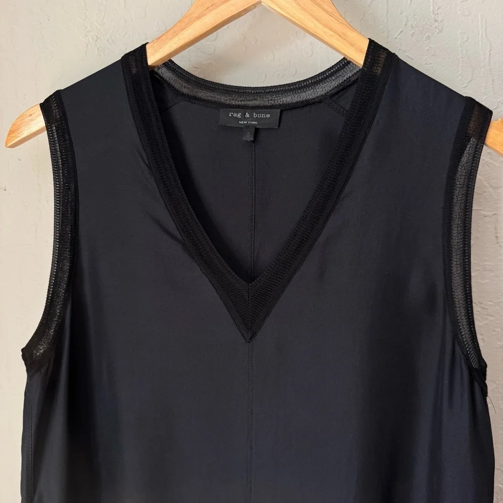 RAG & BONE Maude 100% Silk Sleeveless Black Dress V-Neck Size Small - Picture 5 of 15